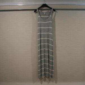 Old Navy Women's Knit Tank Maxi Dress Gray & White Stripe